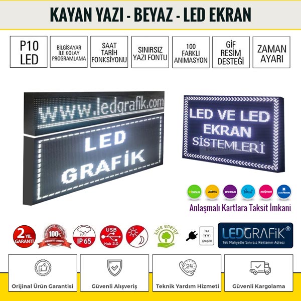 Beyaz Kayan Yazı - Led Ekran