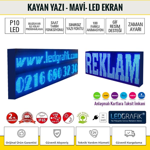 Mavi Kayan Yazı - Led Ekran