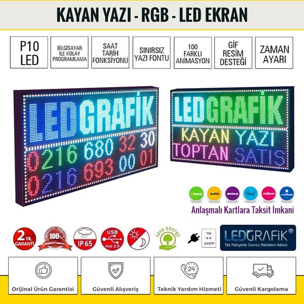 Full renk RGB kayan yazı LED tabela