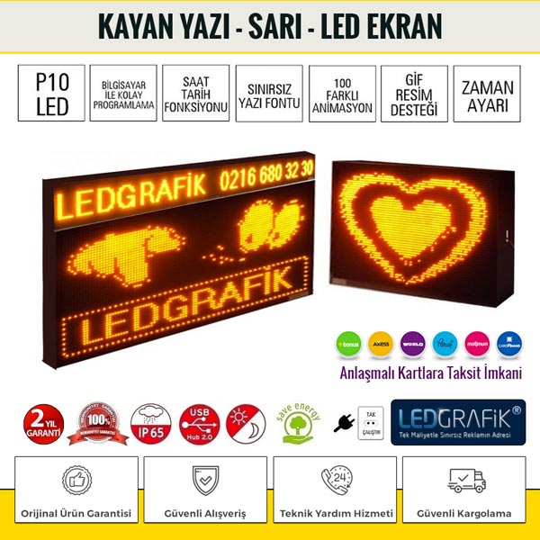 Sarı Kayan Yazı - Led Ekran
