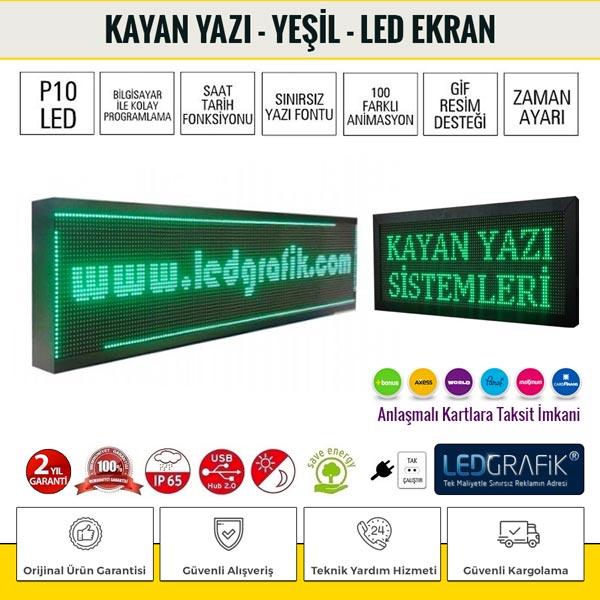 Yeşil Kayan Yazı - Led Ekran